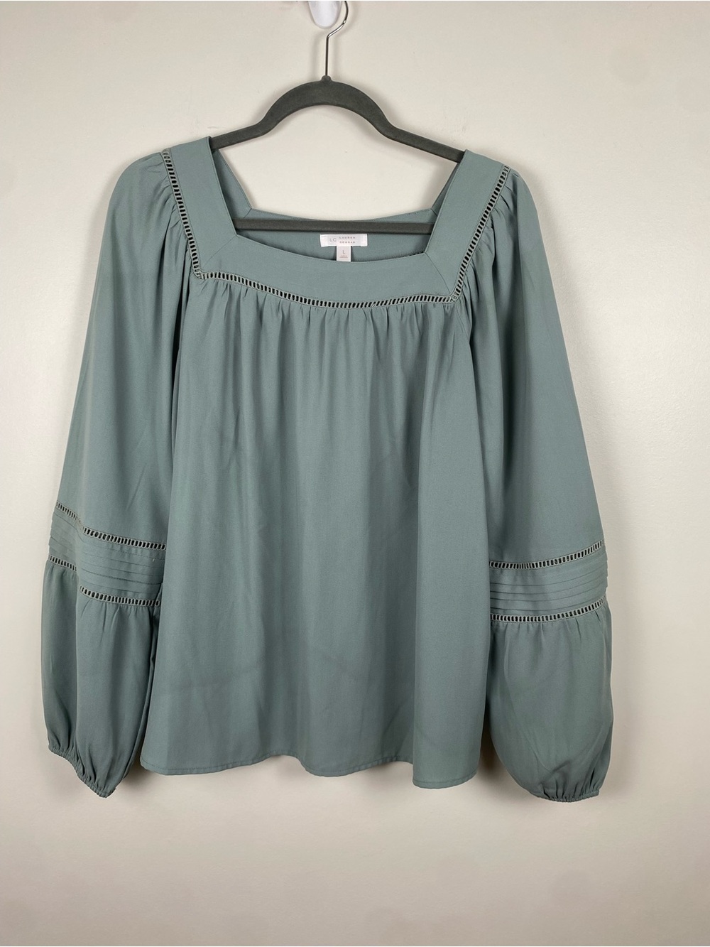 Lauren Conrad Square-Neck Peasant Blouse Large